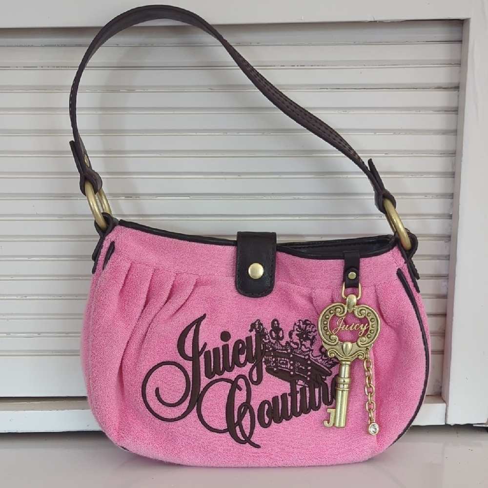 Juicy Couture Y2K Pink Terry Key Charm Shoulder Bag